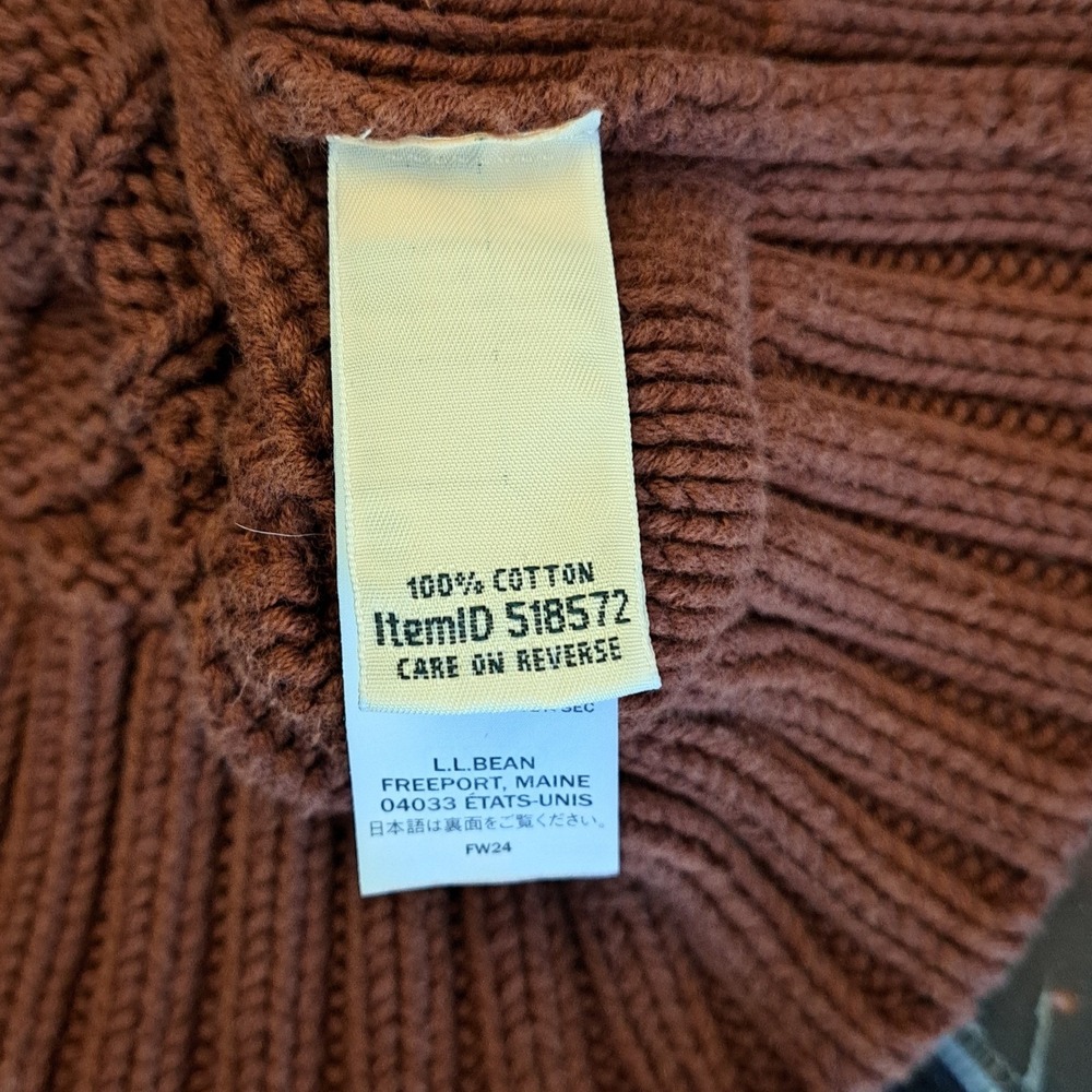 LL Bean Cable Knit Sweater Womens XS Petite Terracotta Cotton Crewneck Pullover - Picture 12 of 15
